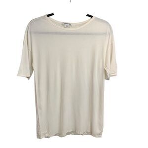 Lacoste White Cotton Blend Basic Essential T-Shirt Sz38 M Minimalist Neutral